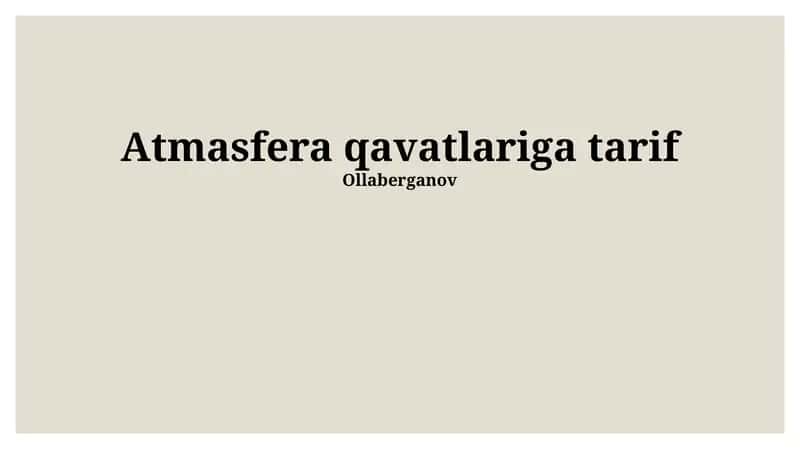 Atmasfera qavatlariga tarif