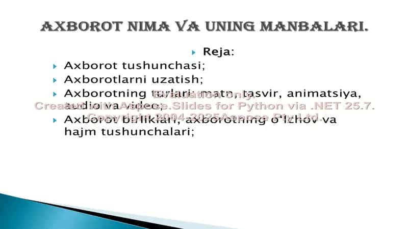 Axborot tushunchasi (prezentatsiya)