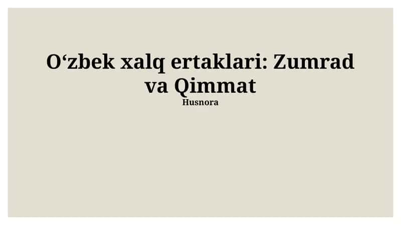 Zumrad va Qimmat