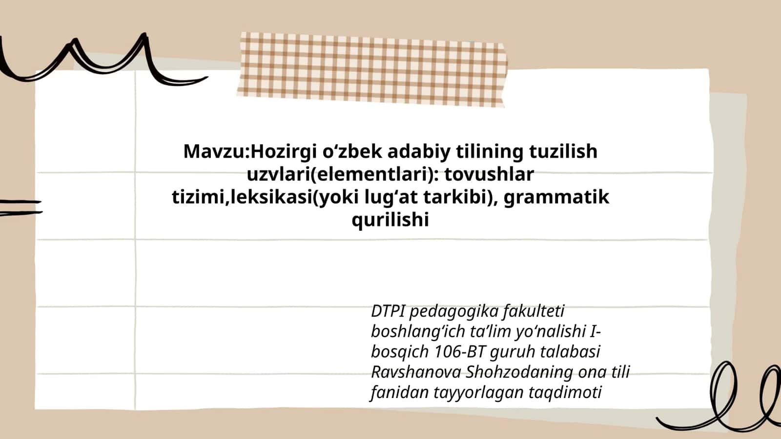Ona tili fanidan Taqdimot