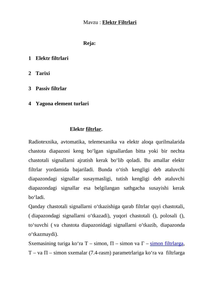 Elektr Filtrlari