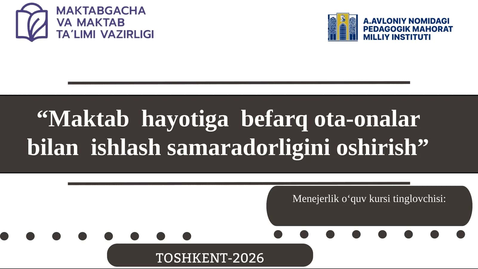 Menejerliko‘quv kursi tinglovchisi
