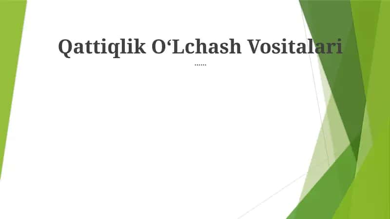 Qattiqlik OʻLchash Vositalari
