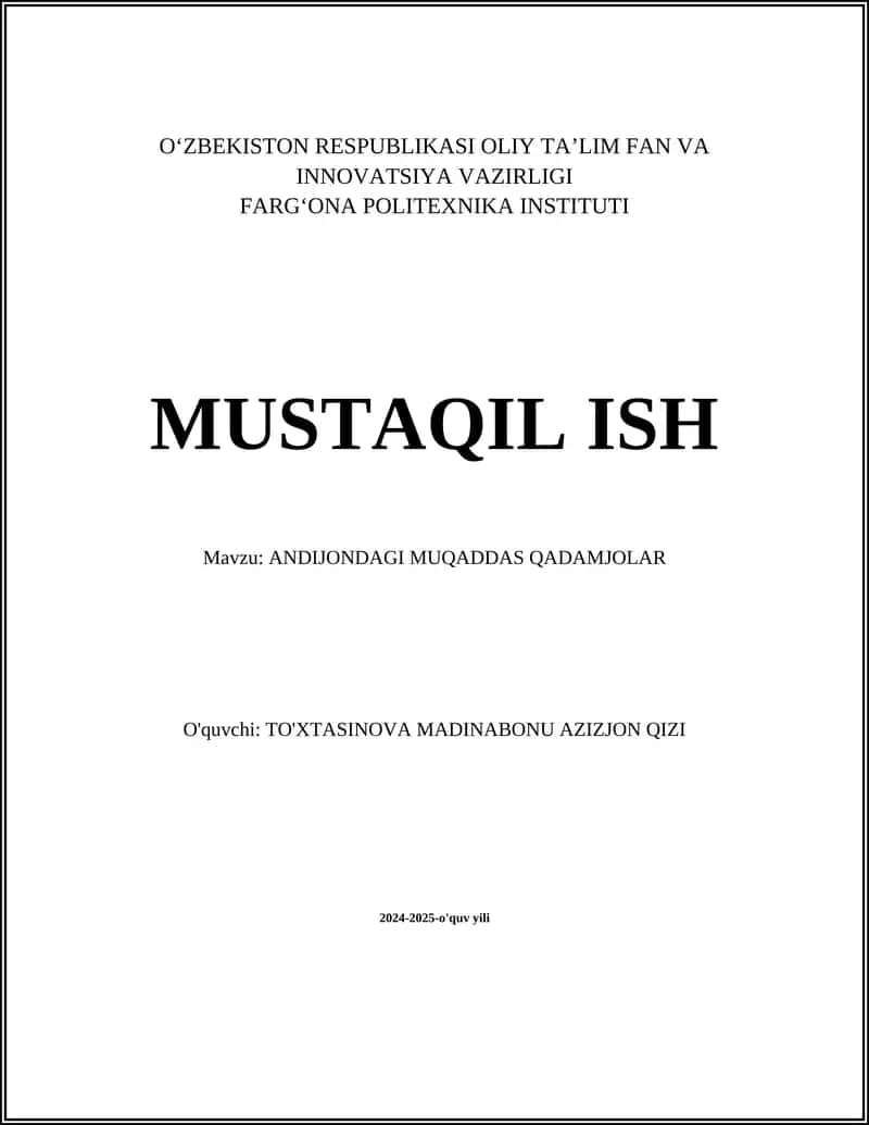 ANDIJONDAGI MUQADDAS QADAMJOLAR