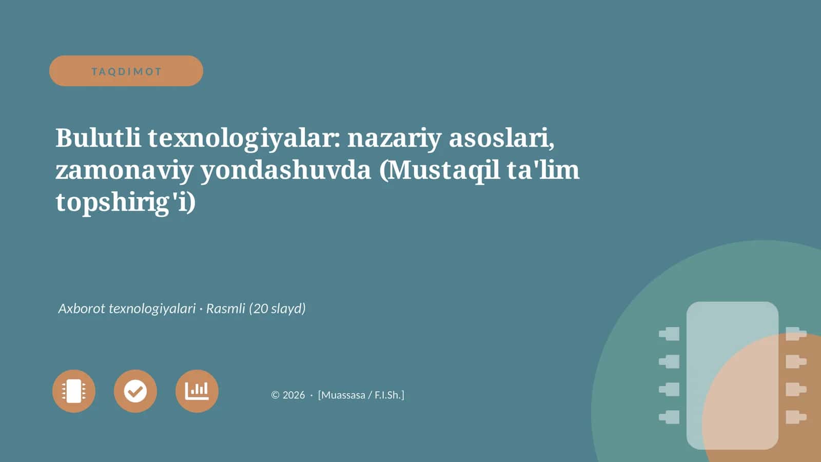 Bulutli texnologiyalar: nazariy asoslari, zamonaviy yondashuvda (Mustaqil ta'lim topshirig'i)