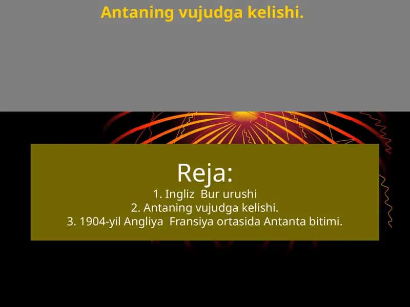 Antaning vujudga kelishi.