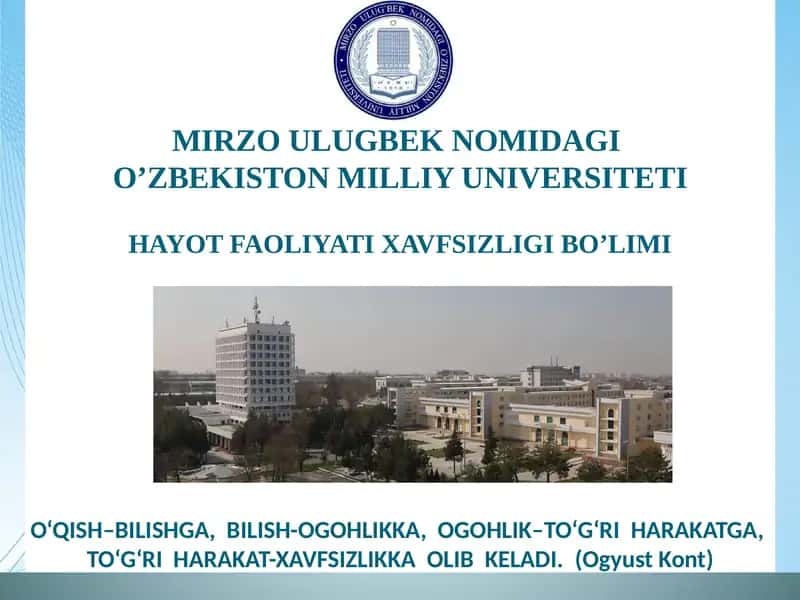 3-МА’RUZA:FAOLIYAT HAVSIZLIGINI BOSHQARISH TIZIMI