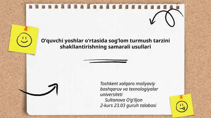 Oʻquvchi yoshlar oʻrtasida sogʻlom turmush tarzini shakllantirishning samarali usullari