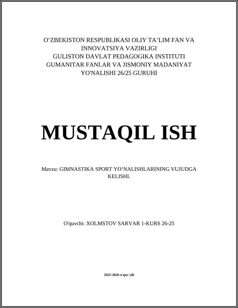 Gimnastika sportining qadimiy ildizlari va tarixiy manbalari