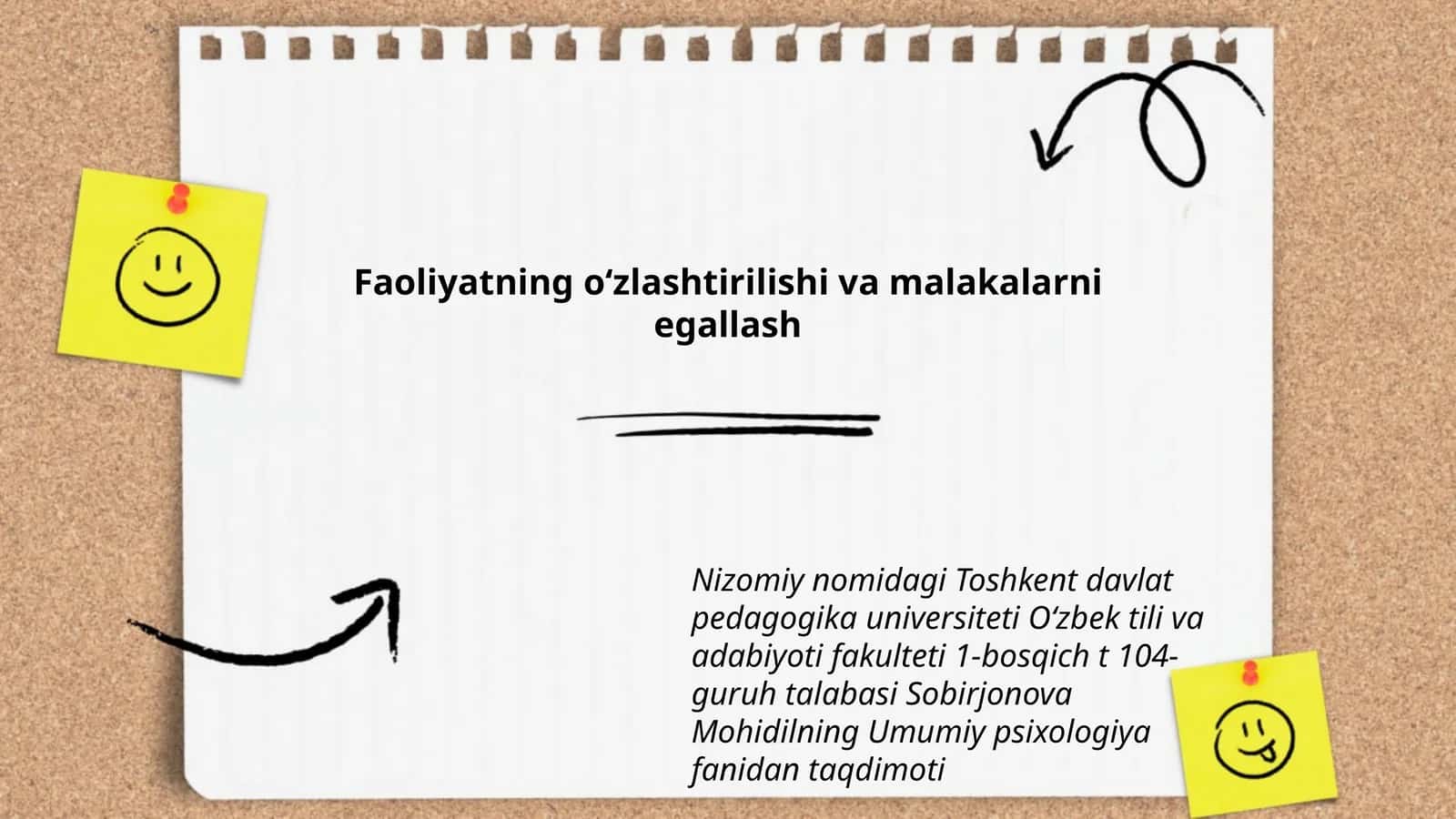 Umumiy psixologiya fanidan taqdimoti
