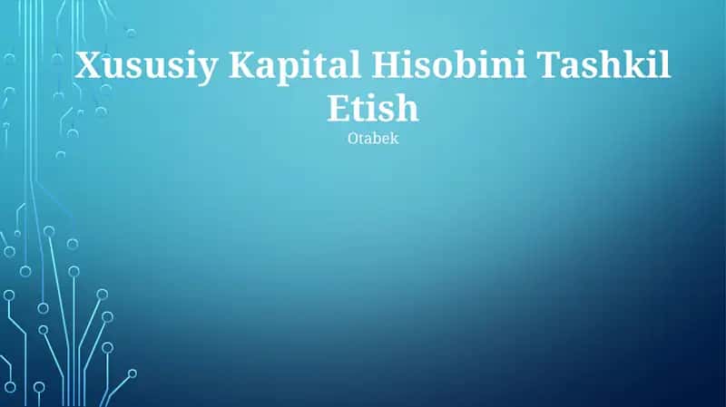 Xususiy Kapital Hisobini Tashkil Etish