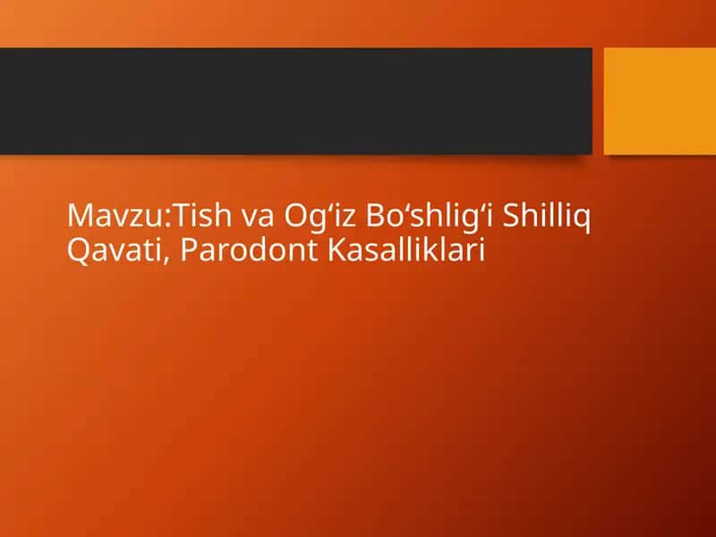 Tishva Og‘iz Bo‘shlig‘i Shilliq Qavati, Parodont Kasalliklari