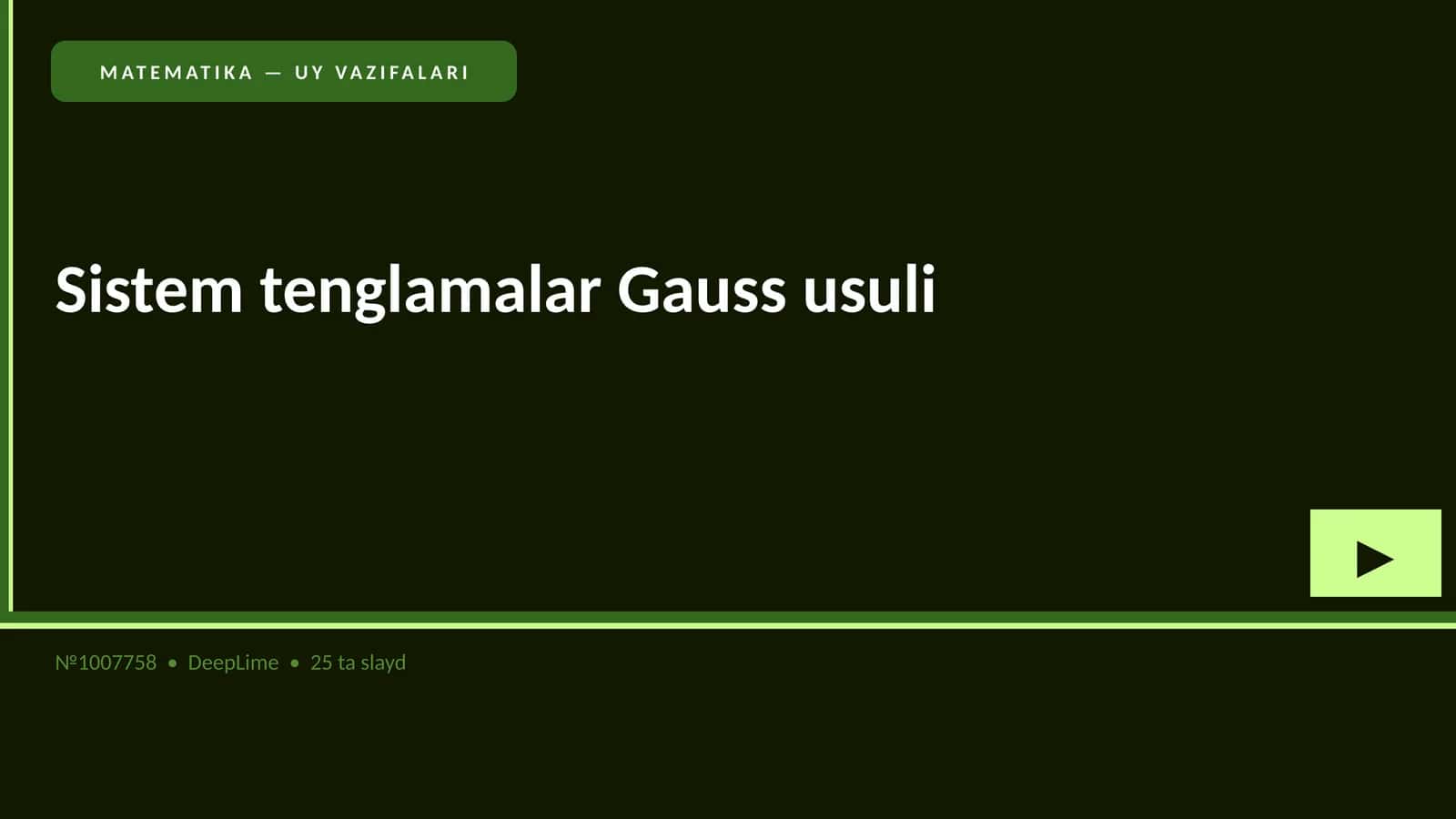 Sistem tenglamalar Gauss usuli