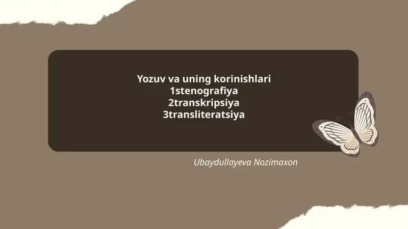 Yozuv va uning korinishlari