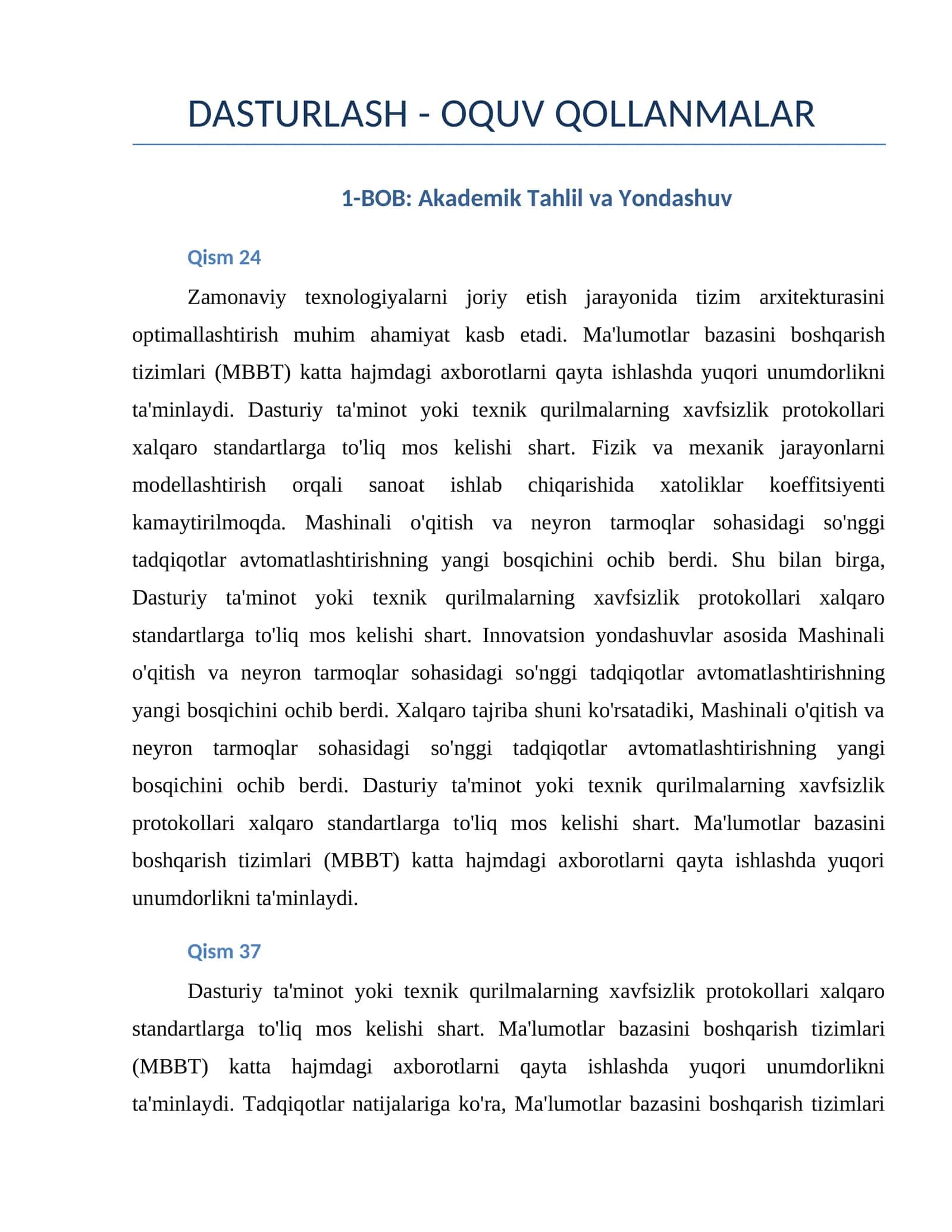Zamonaviy texnologiyalarni optimallashtirish