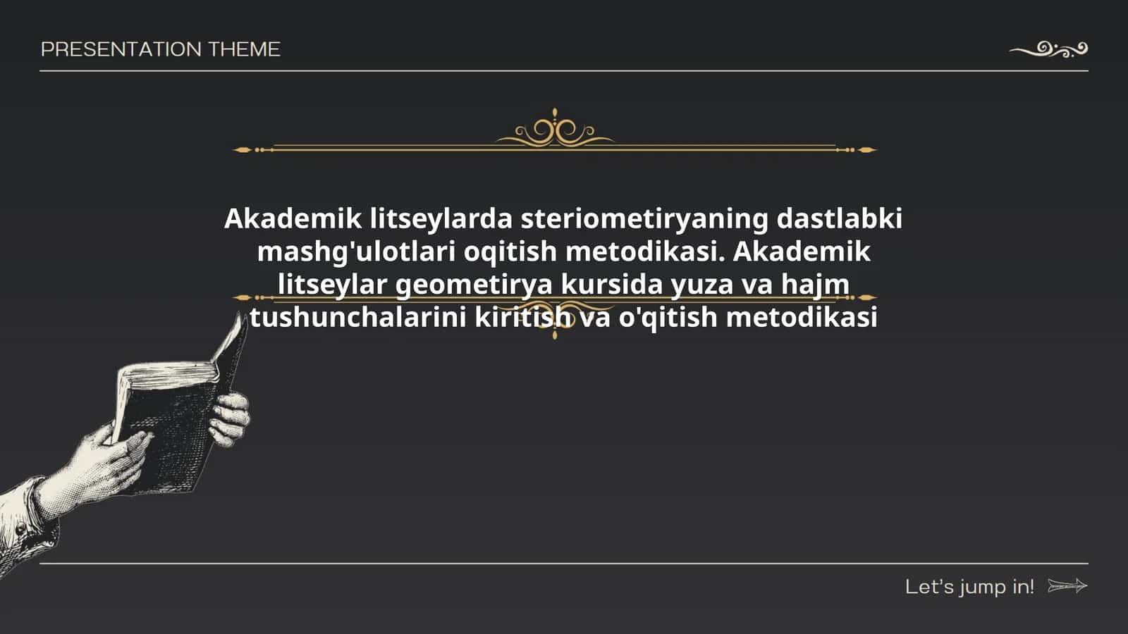 Akademik litseylarda steriometiryaning dastlabki mashg'ulotlari oqitish metodikasi. Akademik litseylar geometirya kursida yuza va hajm tushunchalarini kiritish va o'qitish metodikasi
