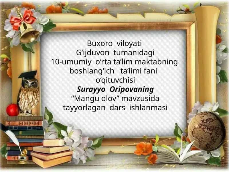 "Manguolov" mavzusidagi dars ishlanmasi