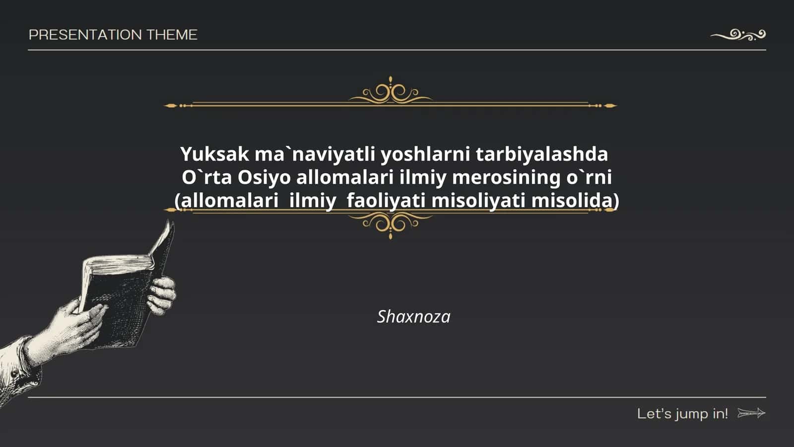 Yuksak ma`naviyatli yoshlarni tarbiyalashda O`rta Osiyo allomalari ilmiy merosining o`rni (allomalari ilmiy faoliyati misoliyati misolida)