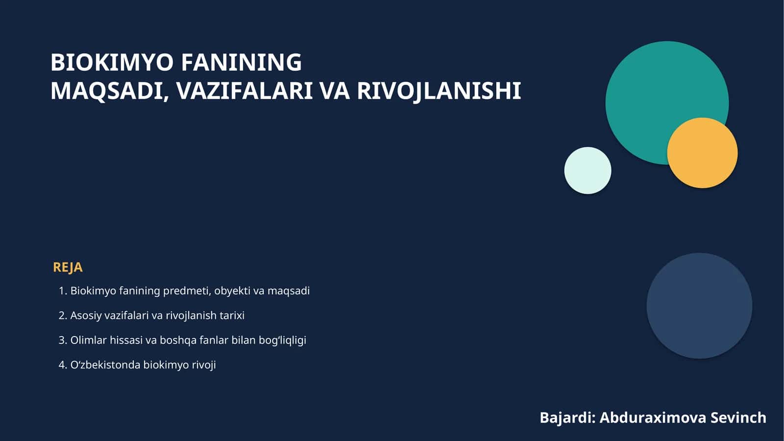Biokimyo fanining maqsad, vazifalari va rivojlanish bosqichlari
