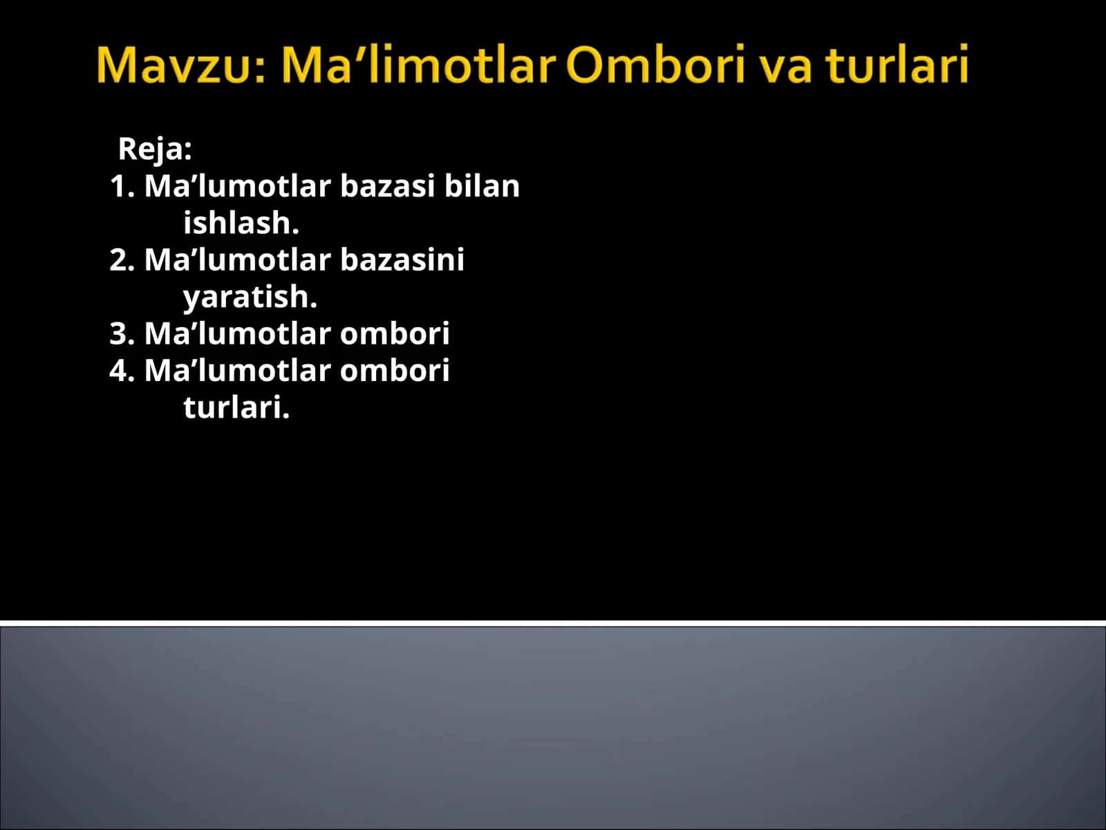 Ma`lumotlar bazasi boshqarish tizimi (MBBT)