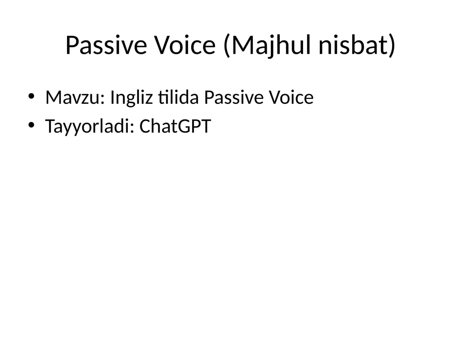 Ingliz tilida Passive Voice