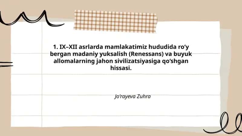 IX–XII asrlarda Madaniy Yuksalish