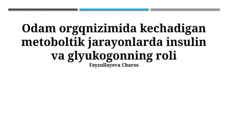 Insulin va glyukagonning roli