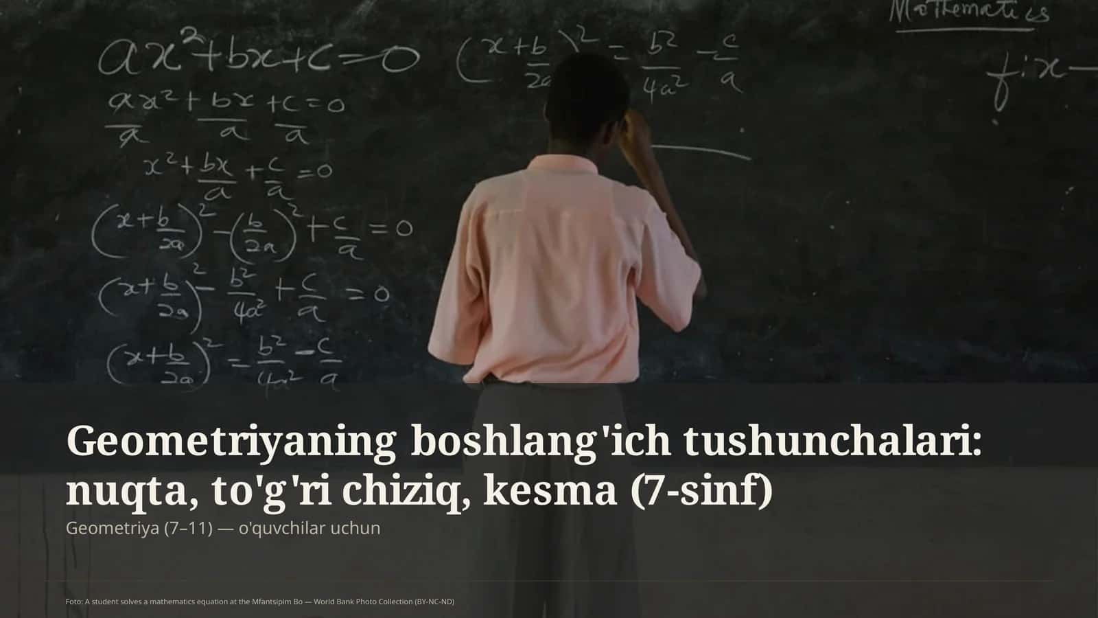 Geometriyaning boshlang'ich tushunchalari: nuqta, to'g'ri chiziq, kesma (7-sinf)