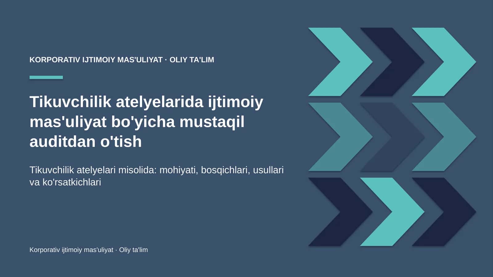 Tikuvchilik atelyelarida ijtimoiy mas'uliyat bo'yicha mustaqil auditdan o'tish