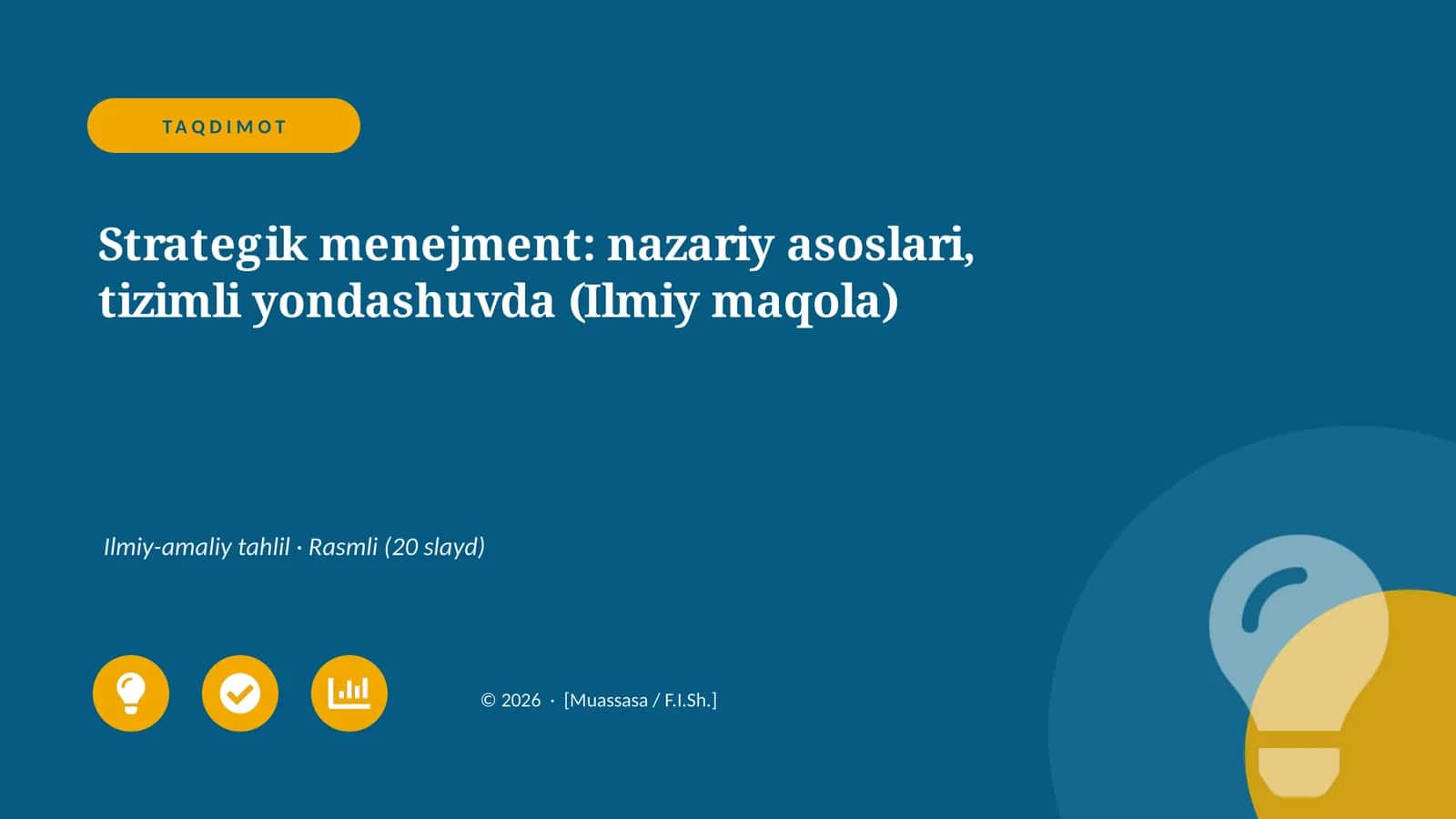 Strategik menejment: nazariy asoslari, tizimli yondashuvda (Ilmiy maqola)