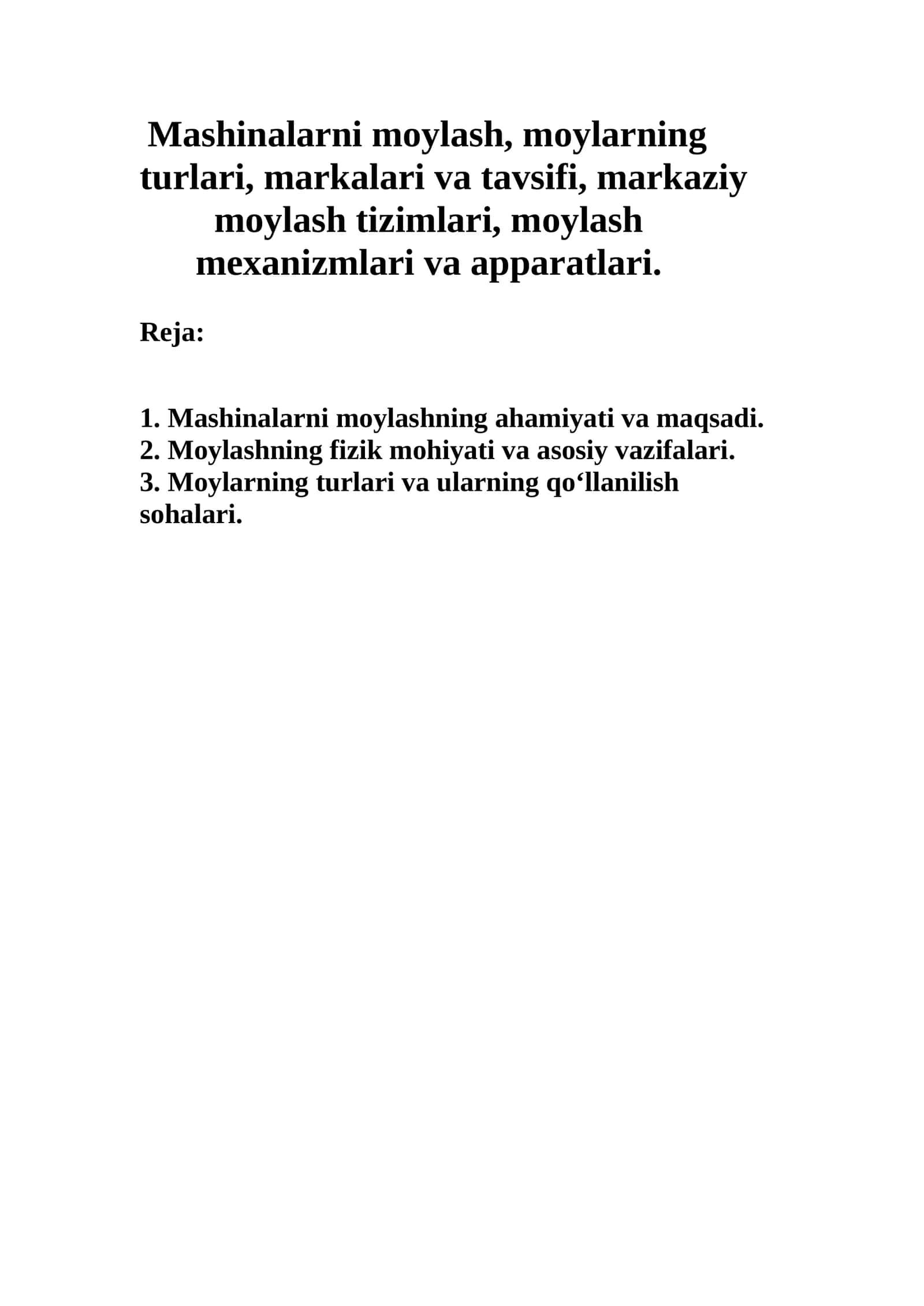 Moylash mexanizmlari