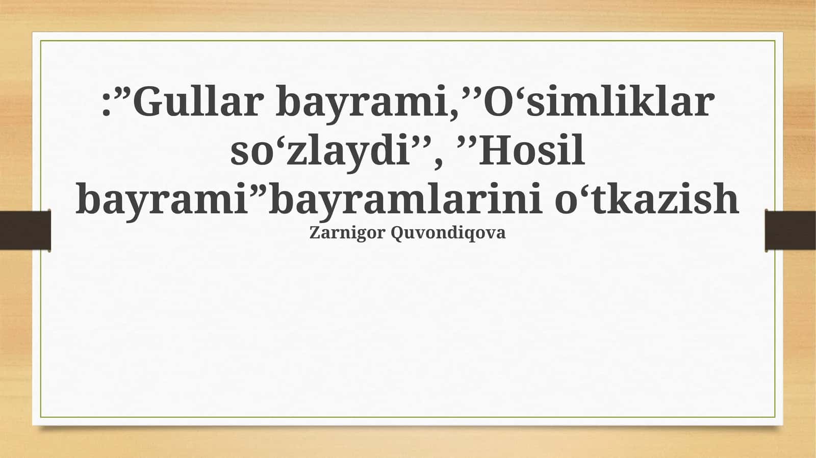 O'simliklar So'zlaydi