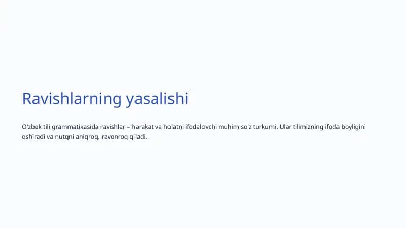 O'zbek tili grammatikasi - Ravishlar