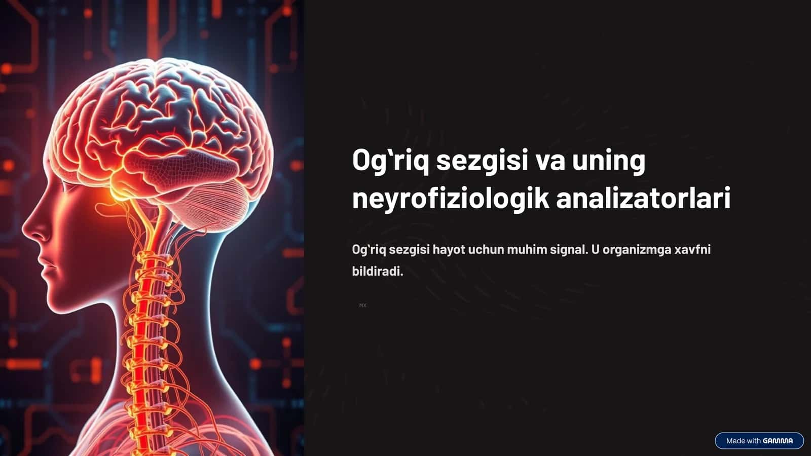 Ogʻriq sezgisi va uning neyrofiziologik analizatorlari