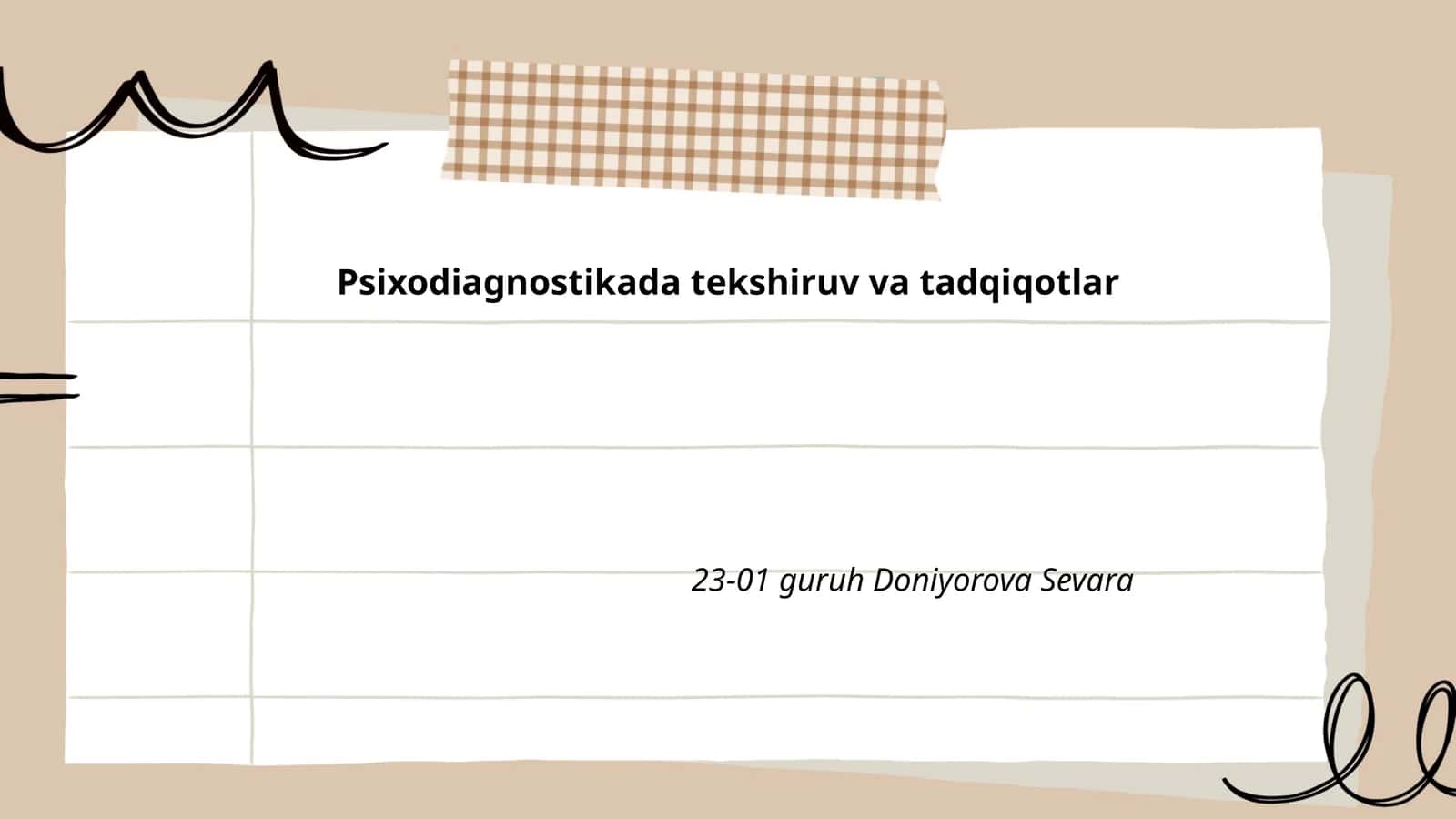Psixodiagnostikada tekshiruv va tadqiqotlar
