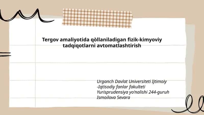 Fizik-kimyoviy tadqiqotlar avtomatlashtirish