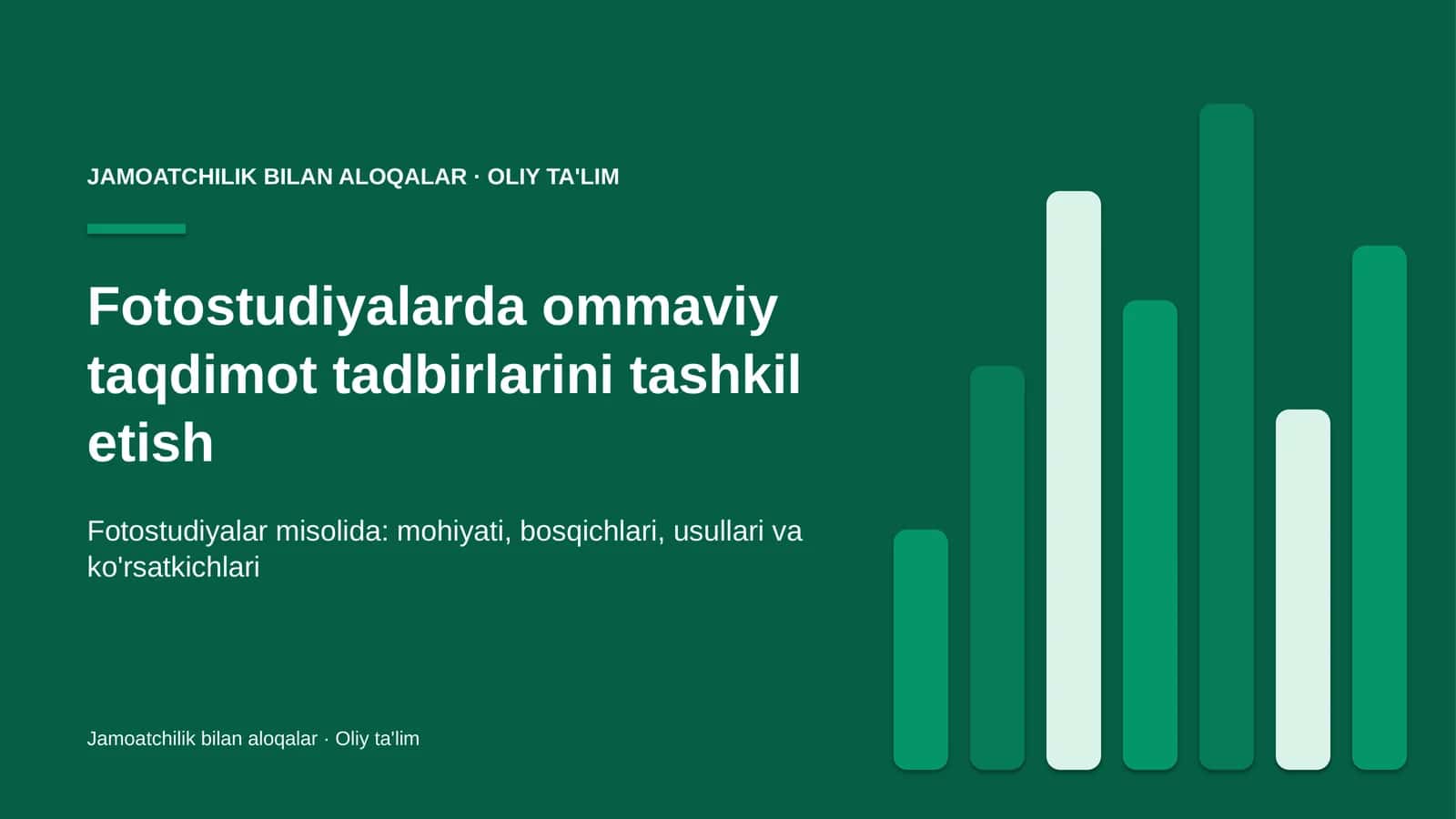 Fotostudiyalarda ommaviy taqdimot tadbirlarini tashkil etish