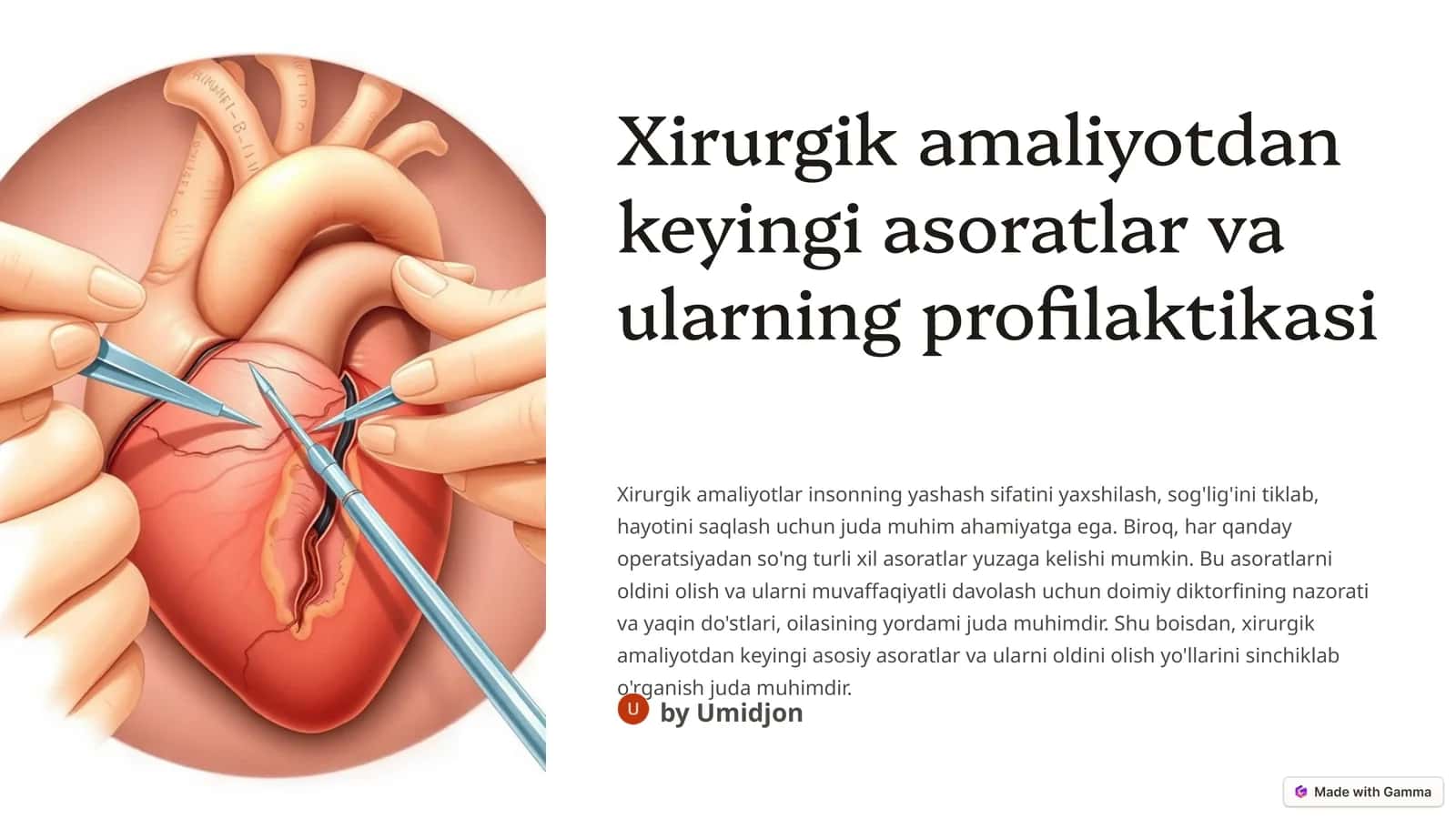 Xirurgik amaliyotdan keyingi asoratlar va ularning profilaktikasi