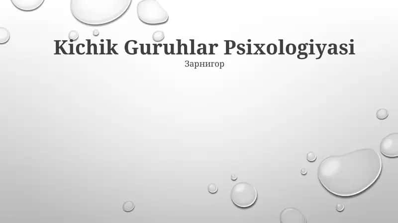 Kichik Guruhlar Psixologiyasi