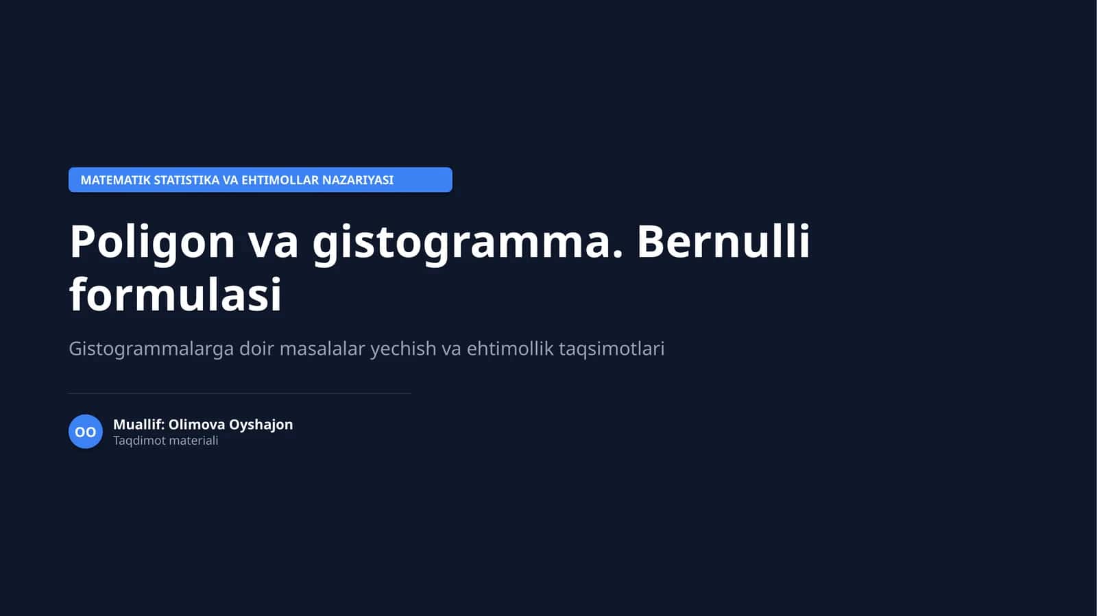 MATEMATIK STATISTIKA VA EHTIMOLLAR NAZARIYASI