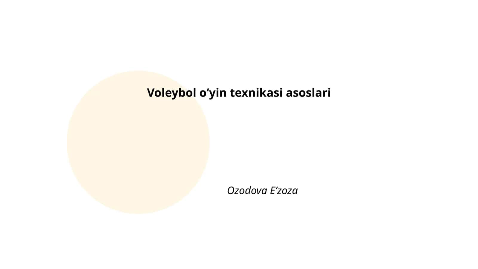 Voleybol oʻyin texnikasi asoslari