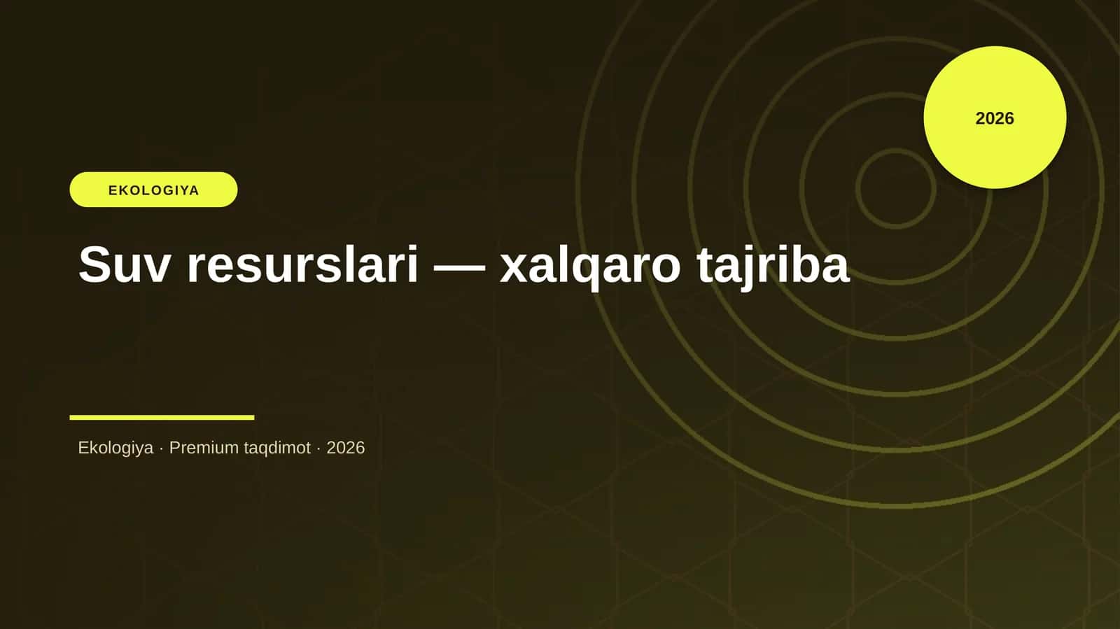 Suv resurslari — xalqaro tajriba