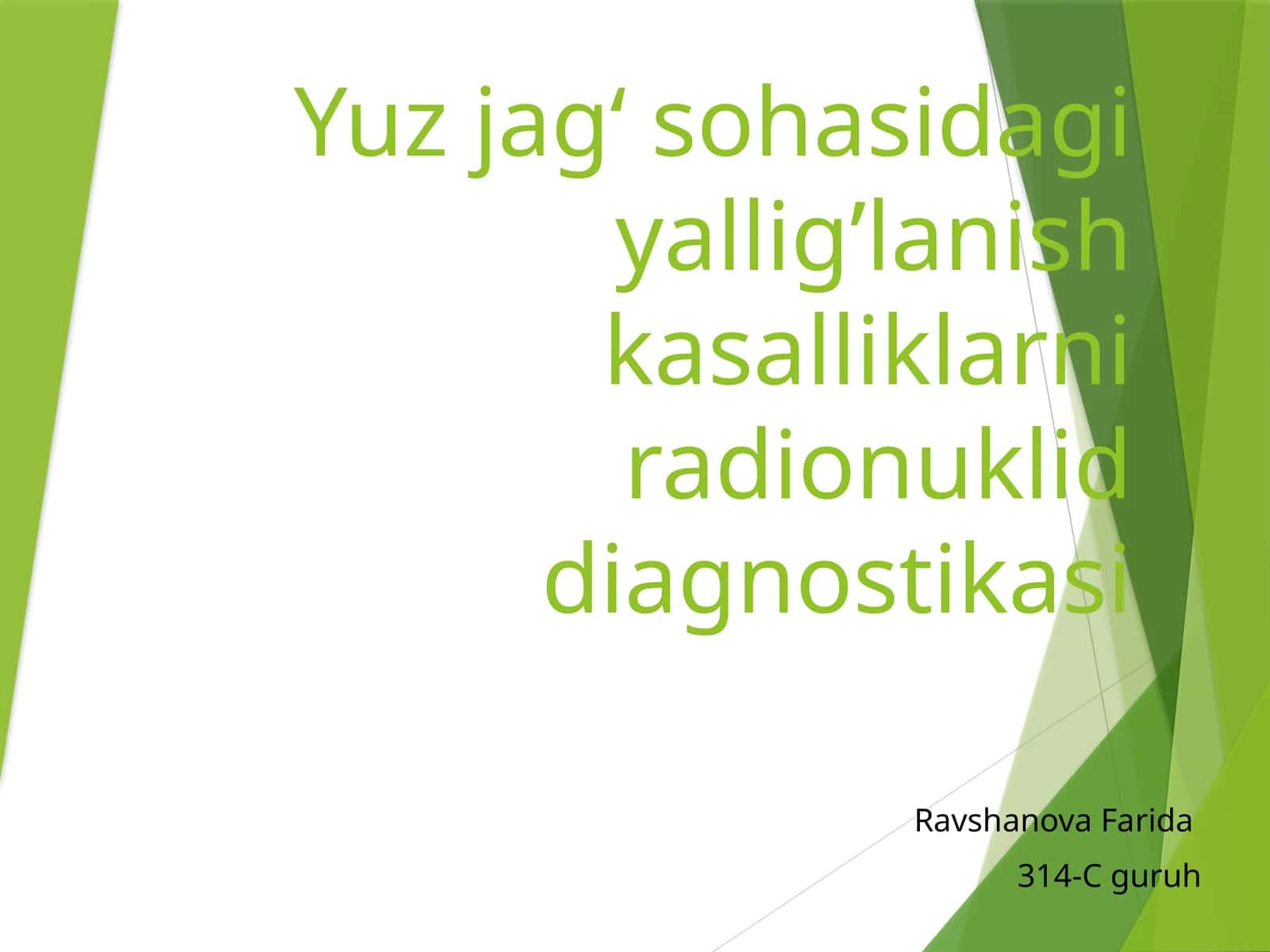 Yuz jag‘ sohasidagi yallig’lanish kasalliklarni radionuklid diagnostikasi