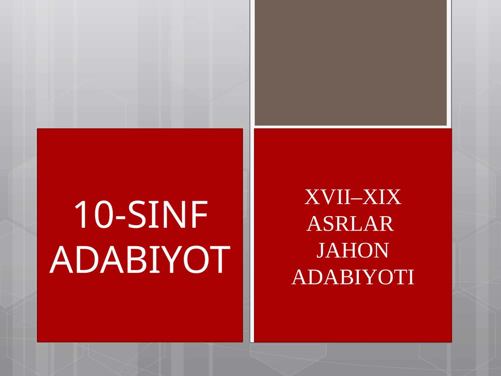 XVII–XIX ASRLAR JAHON ADABIYOTI