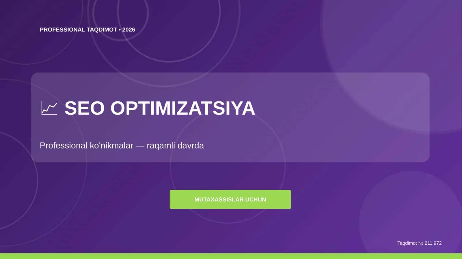 SEO Optimizatsiya - Professional Taqdimot