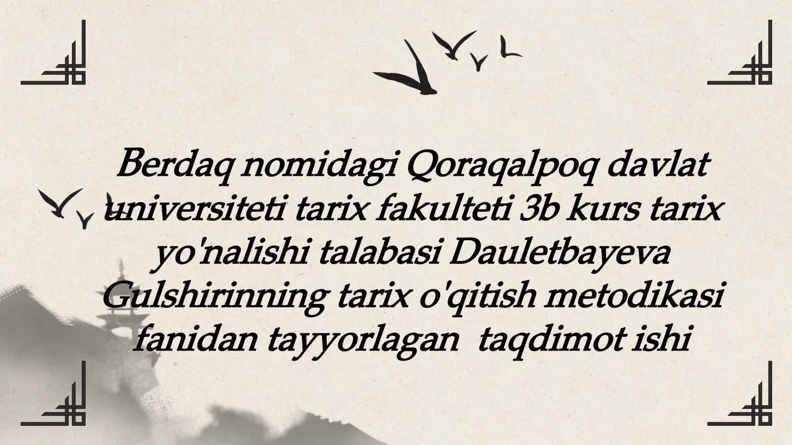 Tarix o'qitish metodikasi