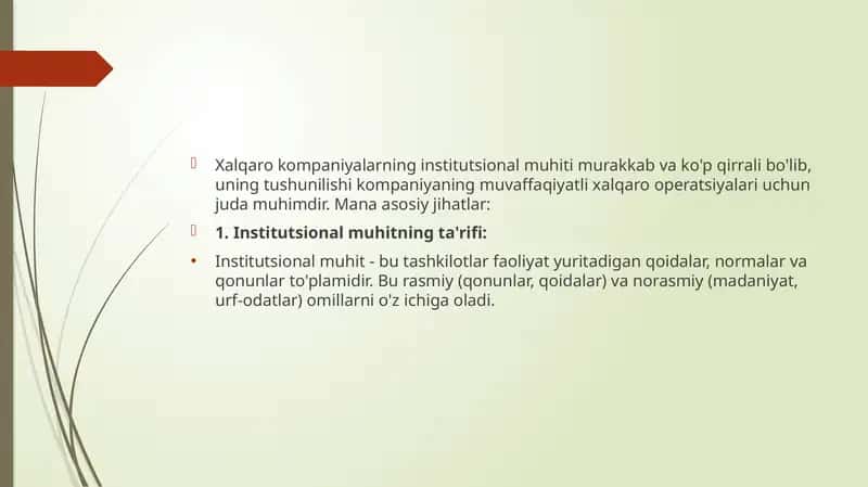 Institutsional muhitning ahamiyati