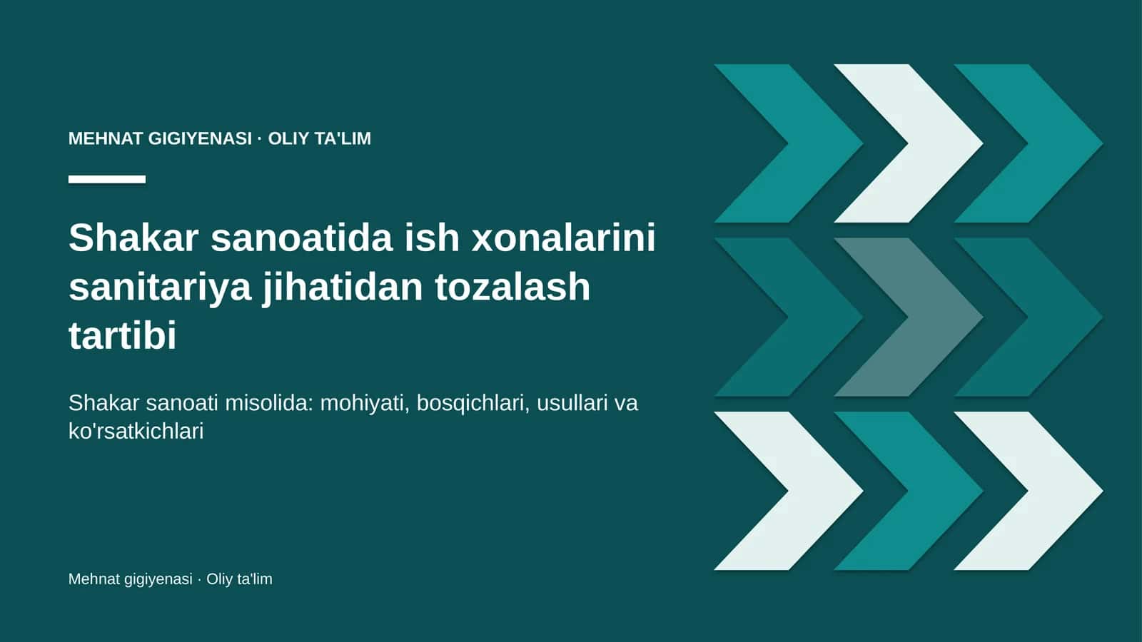 Shakar sanoatida ish xonalarini sanitariya jihatidan tozalash tartibi
