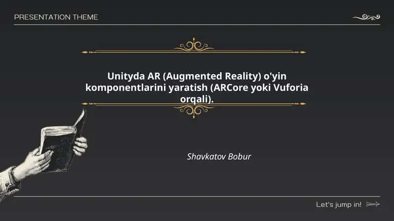 Unityda AR (Augmented Reality) o'yin komponentlarini yaratish