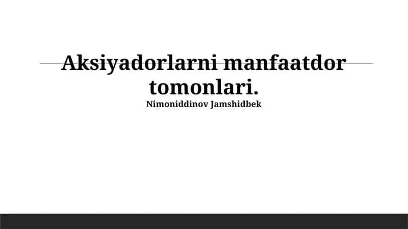 манфаатдор томонлар билан муносабатлар